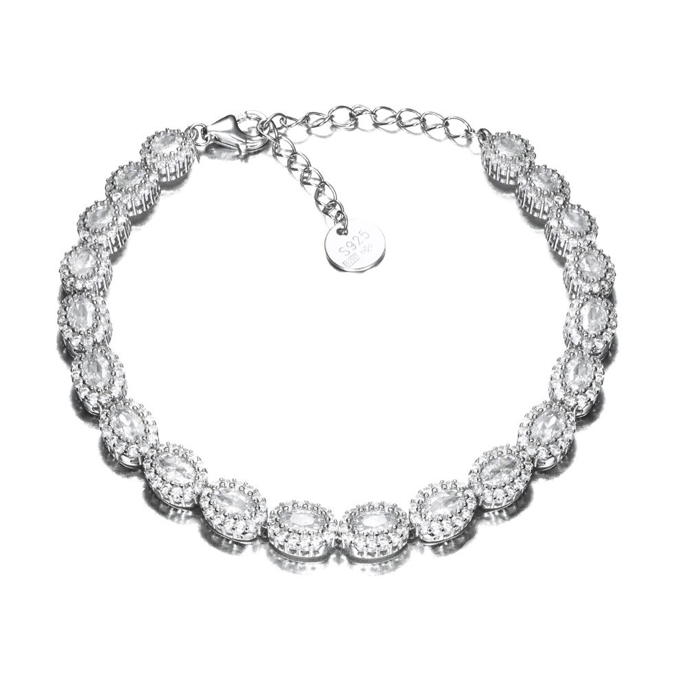 PULSERA PLATA RIVIERE CIRC. OVAL